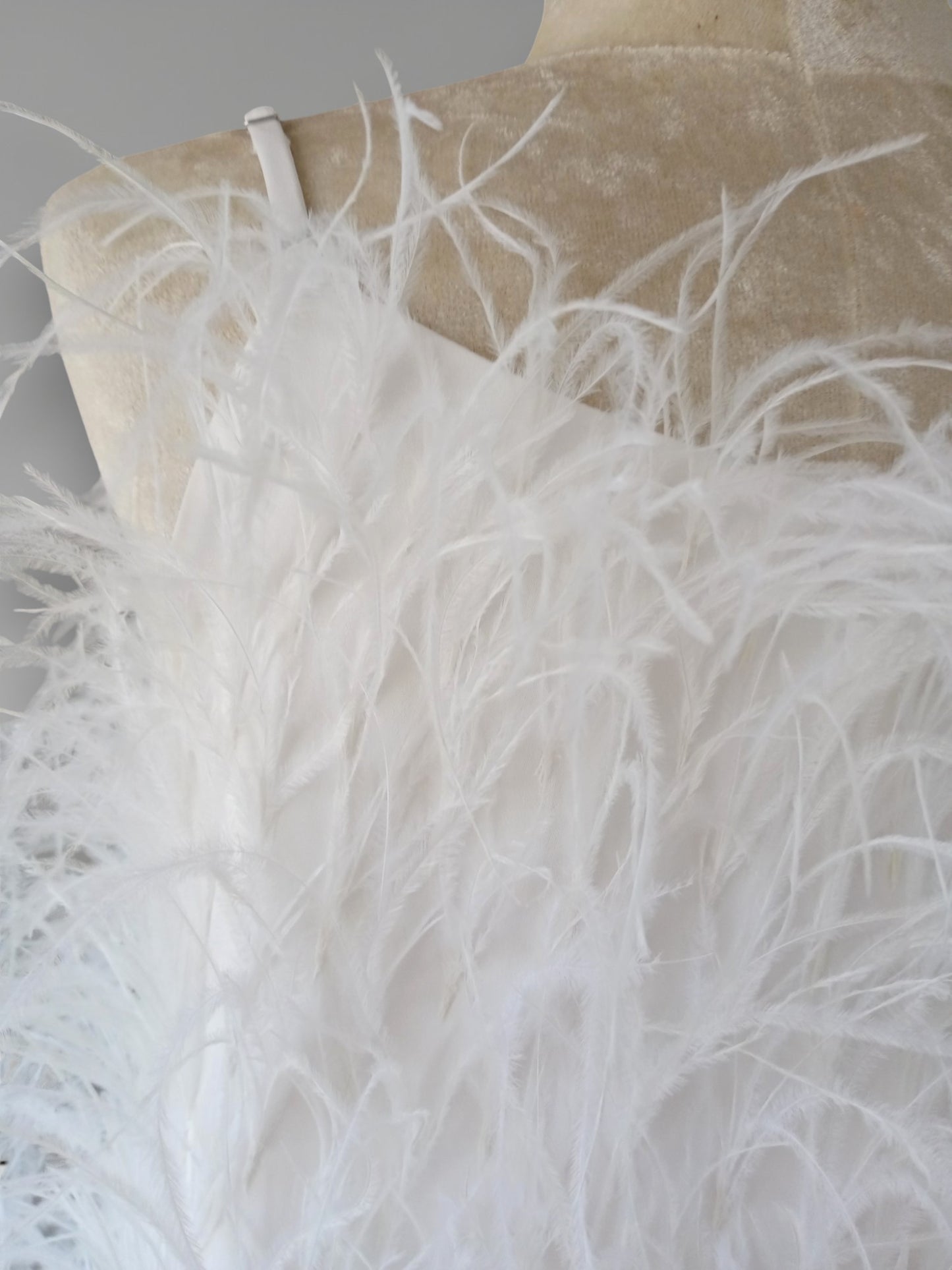 MARAYA White Sleeveless Cocktail Mini & Maxi Feather Dress (The feathers are sewn by hand!!)