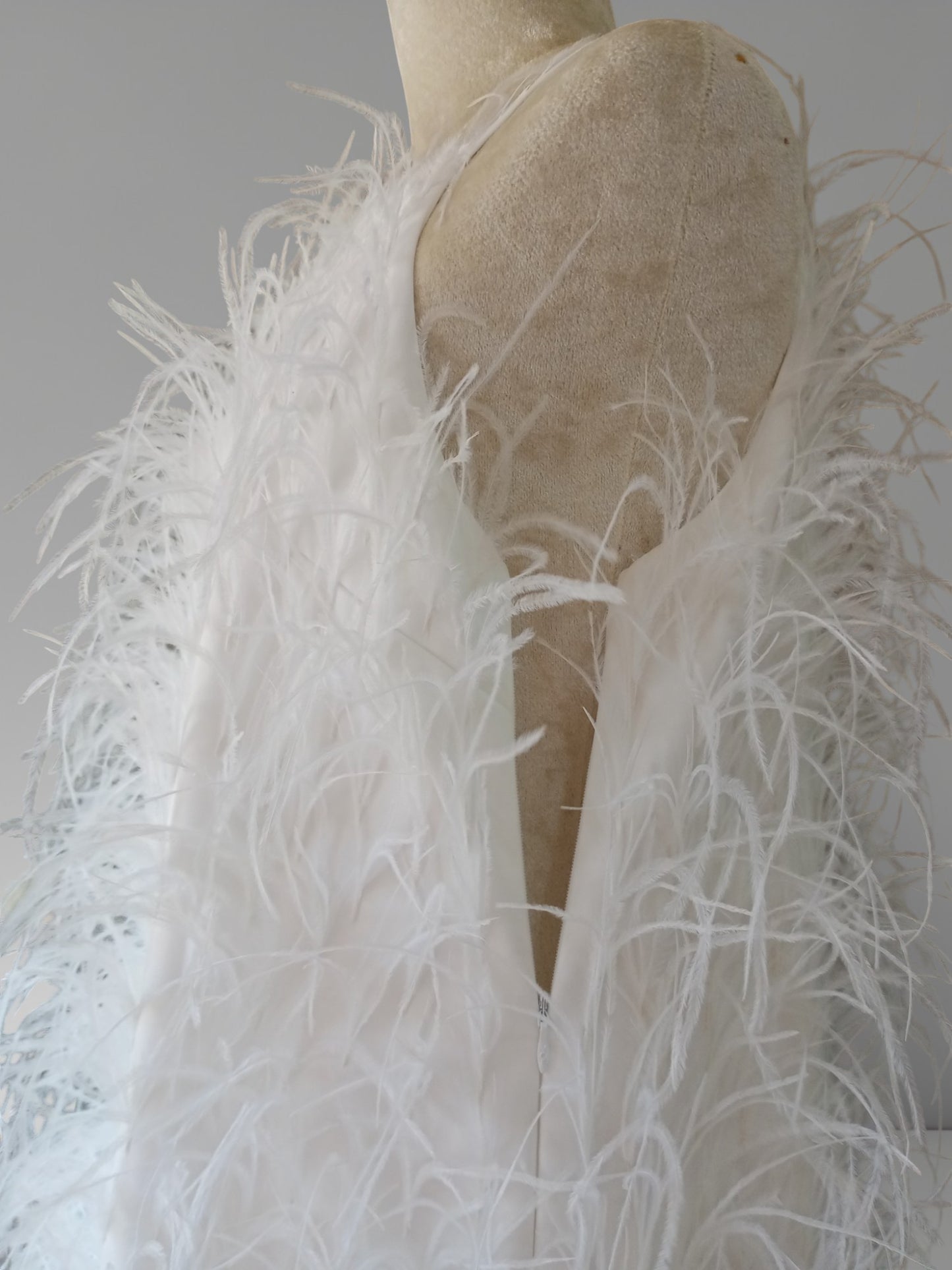 MARAYA White Sleeveless Cocktail Mini & Maxi Feather Dress (The feathers are sewn by hand!!)