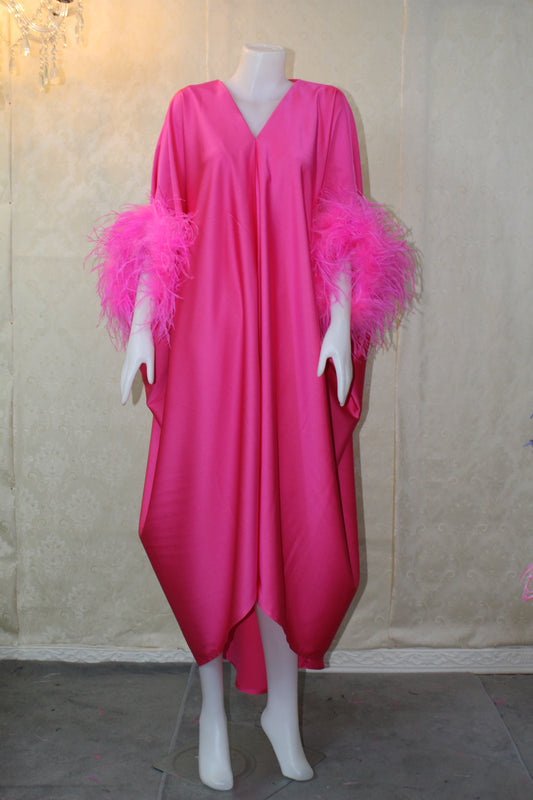 MARAYA Kaftan Feather Dress, dress for women, Maxi Dress, Loose fitting kimono dress, Luxury kaftan evening dress, Plus size kaftan dress