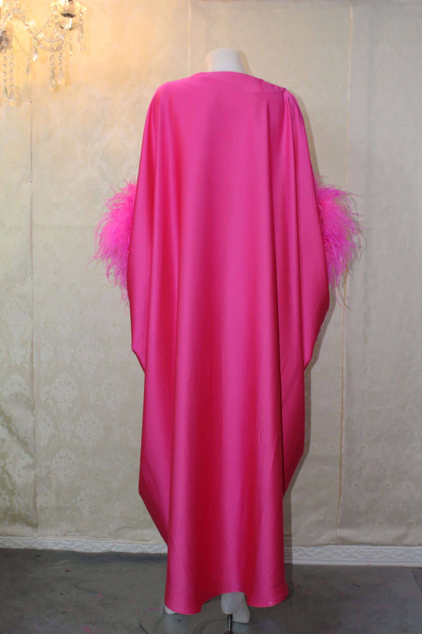 MARAYA Kaftan Feather Dress, dress for women, Maxi Dress, Loose fitting kimono dress, Luxury kaftan evening dress, Plus size kaftan dress