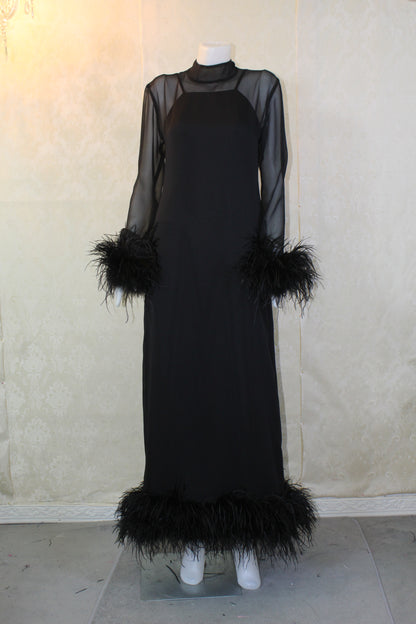 MARAYA Black Long sleeve maxi dress (Size US12 - Plus size).