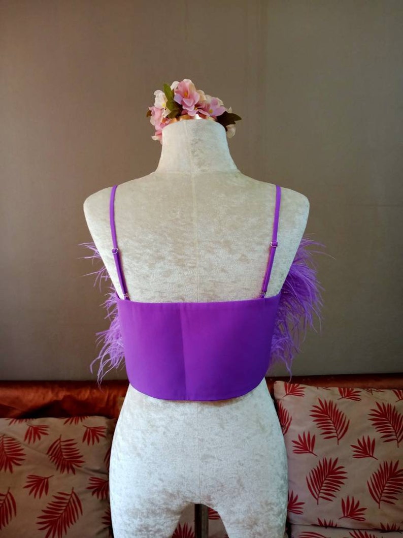 Purple Feather Crop Top