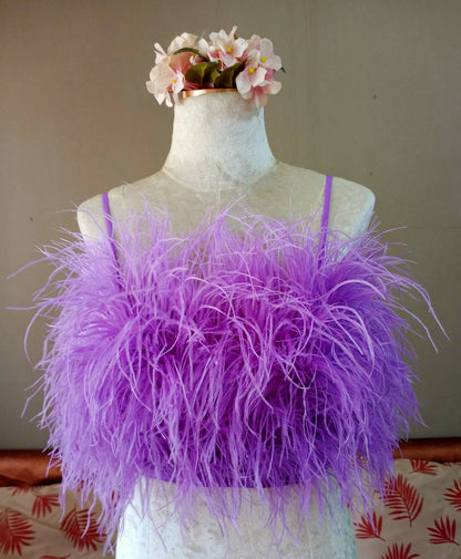 Purple Feather Crop Top