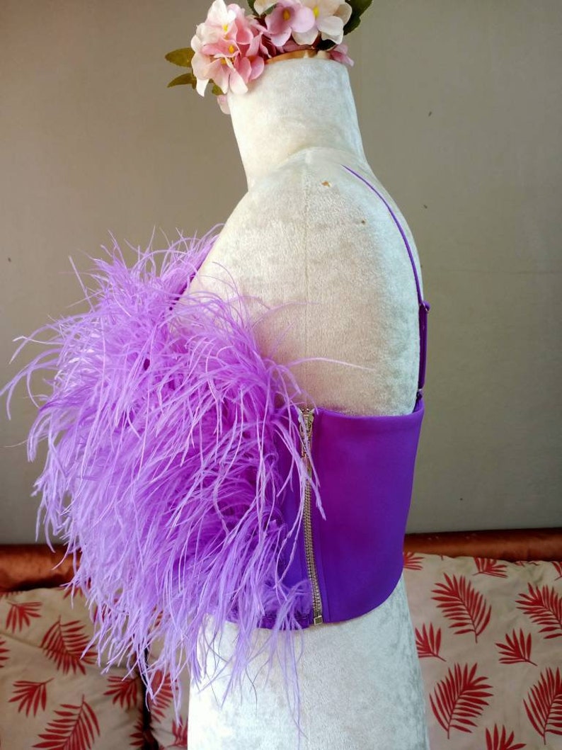 Purple Feather Crop Top