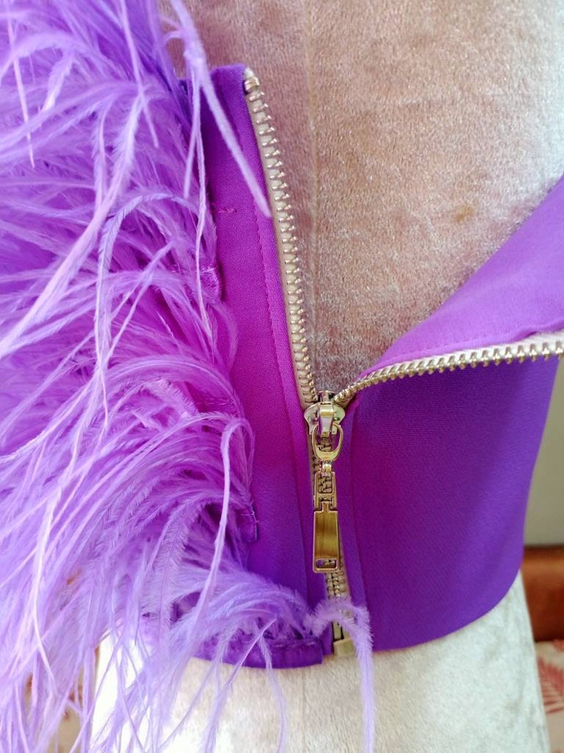 Purple Feather Crop Top