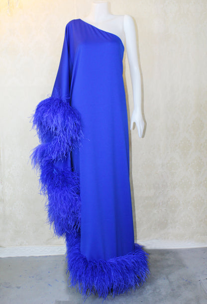 Royal Blue One-Shoulder Maxi Dress