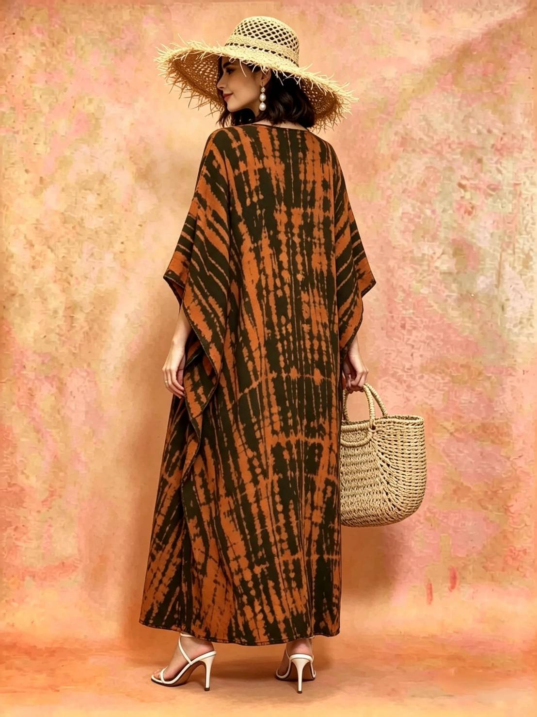 SD01 Tie Dyed Kaftan Dress, Long Kaftan Simple Dress, Bohemian Chic, Caftan for Effortless, Hand-Dyed Dress, Long Beach dress, tie dye dress