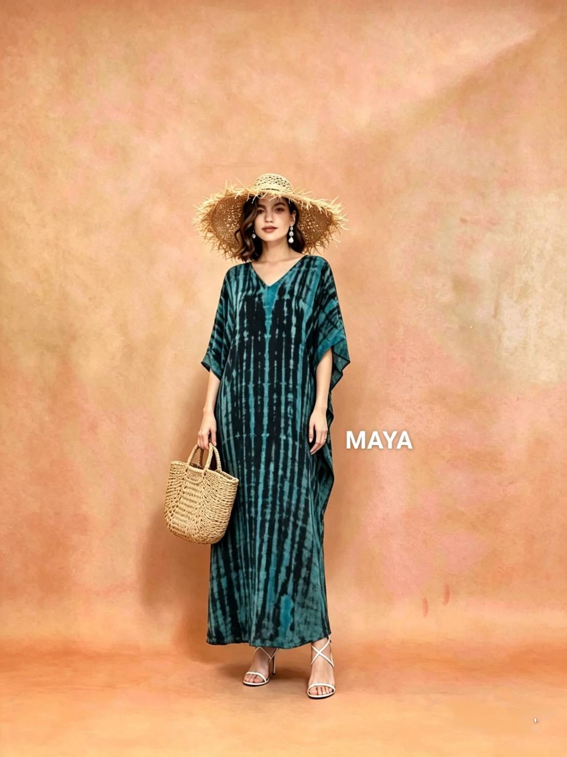 SD02 Tie Dyed Kaftan Dress, Long Kaftan Simple Dress, Bohemian Chic, Caftan for Effortless, Hand-Dyed Dress, Long Beach dress, tie dye dress (Copy)