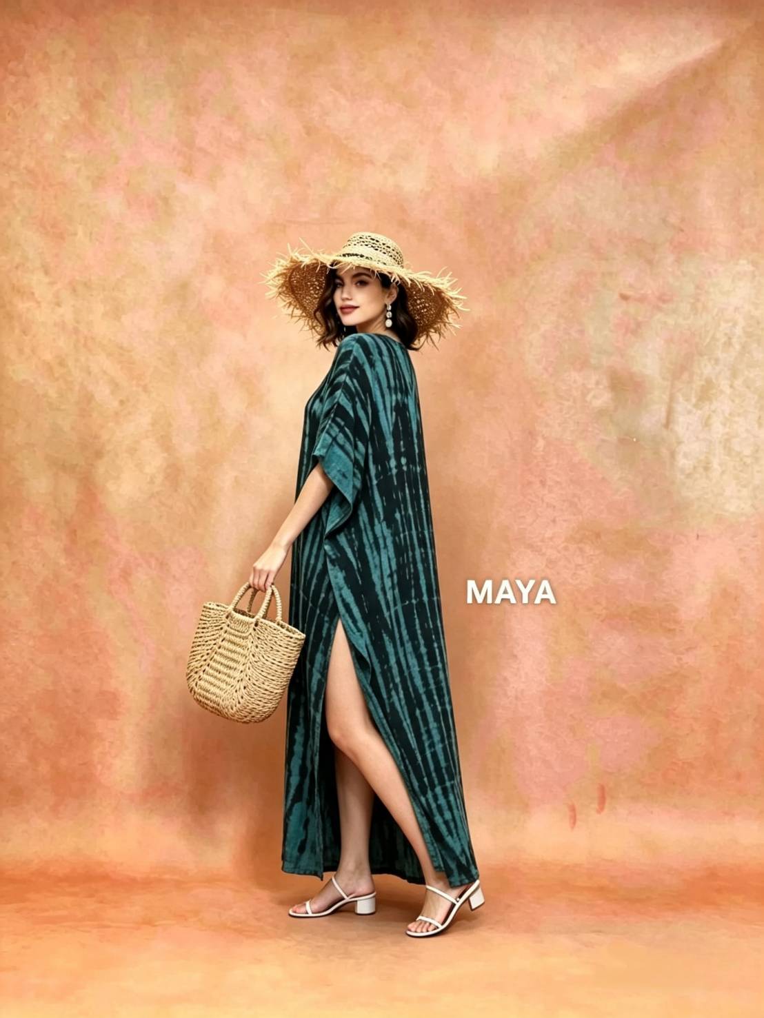 SD02 Tie Dyed Kaftan Dress, Long Kaftan Simple Dress, Bohemian Chic, Caftan for Effortless, Hand-Dyed Dress, Long Beach dress, tie dye dress (Copy)