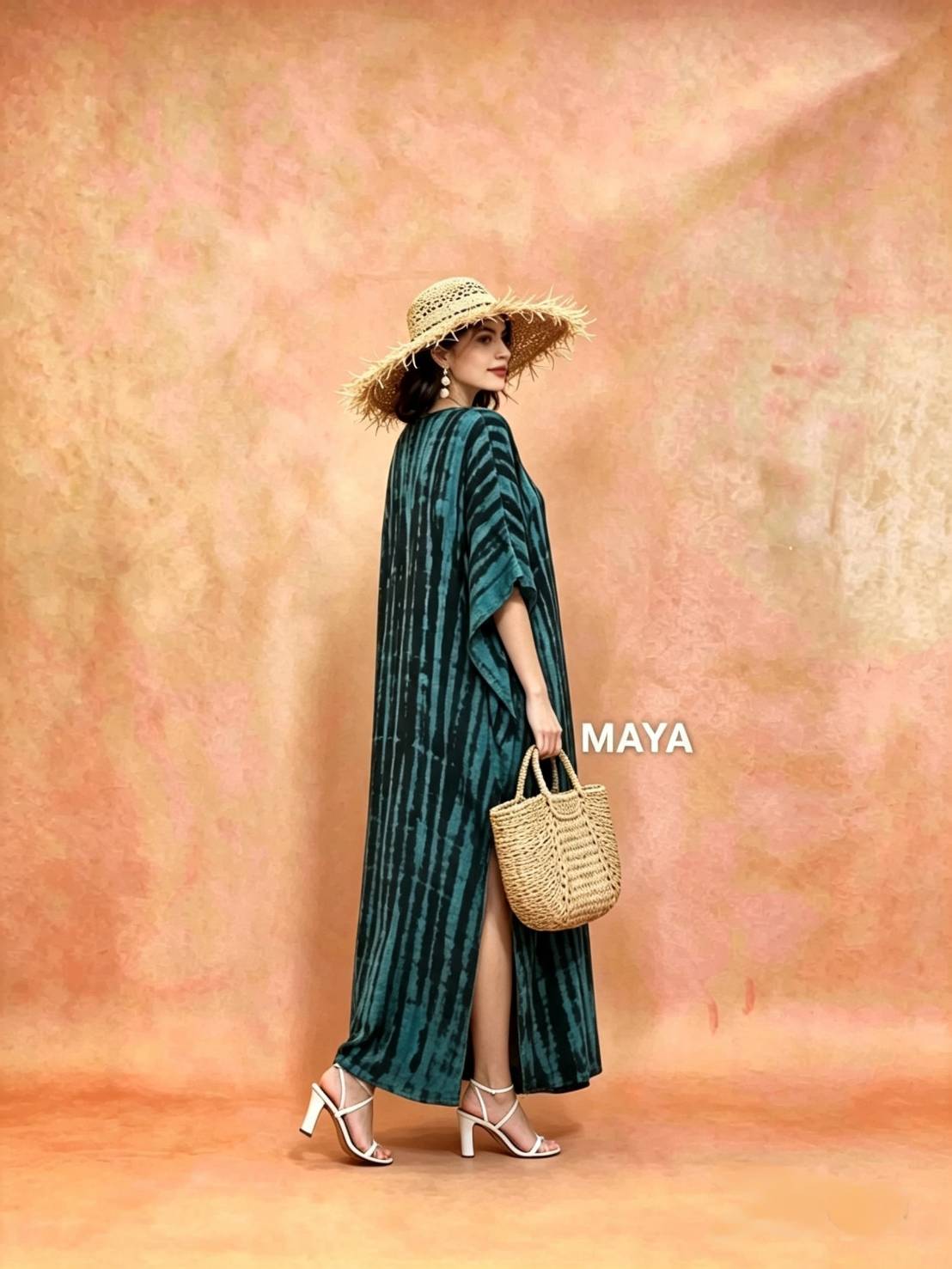 SD02 Tie Dyed Kaftan Dress, Long Kaftan Simple Dress, Bohemian Chic, Caftan for Effortless, Hand-Dyed Dress, Long Beach dress, tie dye dress (Copy)