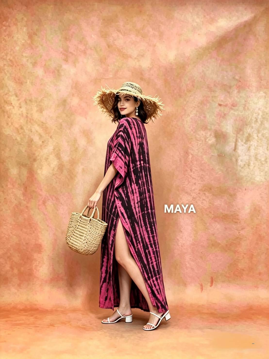 SD03 Tie Dyed Kaftan Dress, Long Kaftan Simple Dress, Bohemian Chic, Caftan for Effortless, Hand-Dyed Dress, Long Beach dress, tie dye dress (Copy) (Copy)