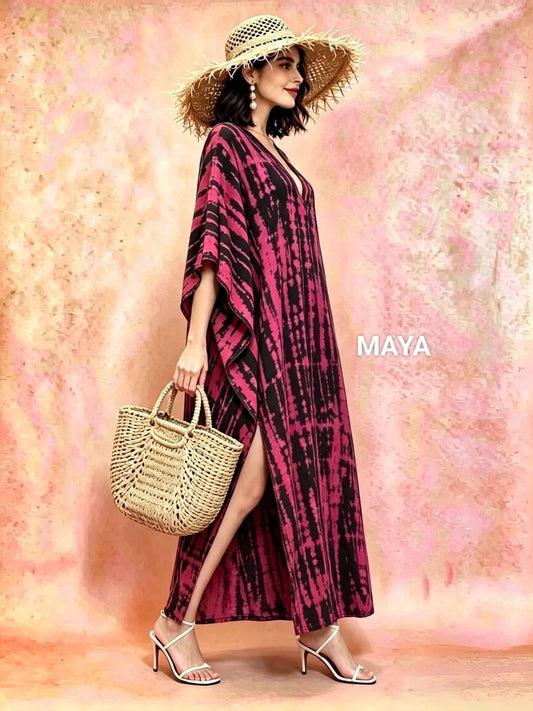 SD03 Tie Dyed Kaftan Dress, Long Kaftan Simple Dress, Bohemian Chic, Caftan for Effortless, Hand-Dyed Dress, Long Beach dress, tie dye dress