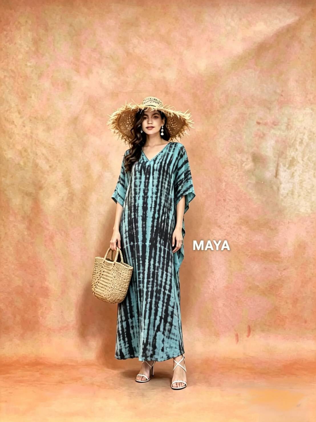 SD04 Tie Dyed Kaftan Dress, Long Kaftan Simple Dress, Bohemian Chic, Caftan for Effortless, Hand-Dyed Dress, Long Beach dress, tie dye dress