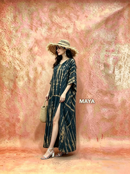 SD05 Tie Dyed Kaftan Dress, Long Kaftan Simple Dress, Bohemian Chic, Caftan for Effortless, Hand-Dyed Dress, Long Beach dress, tie dye dress