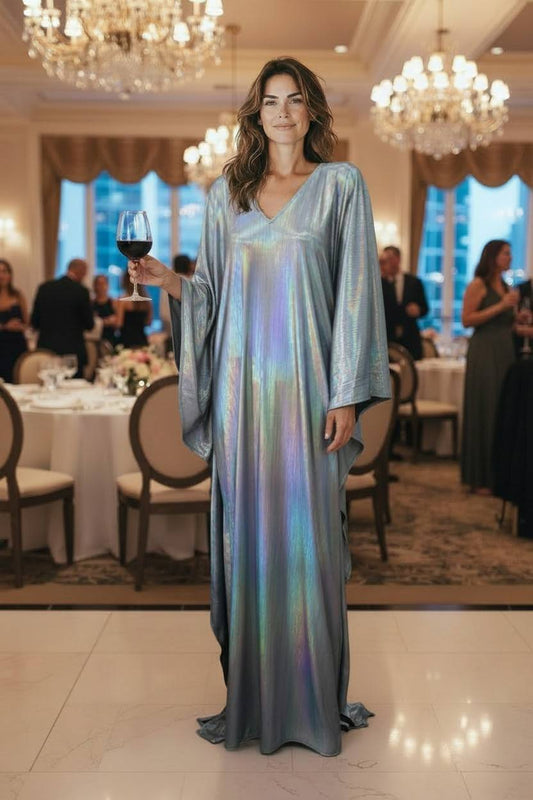 CERVIA Silver Black Sparkle kaftan dress, Party Dress