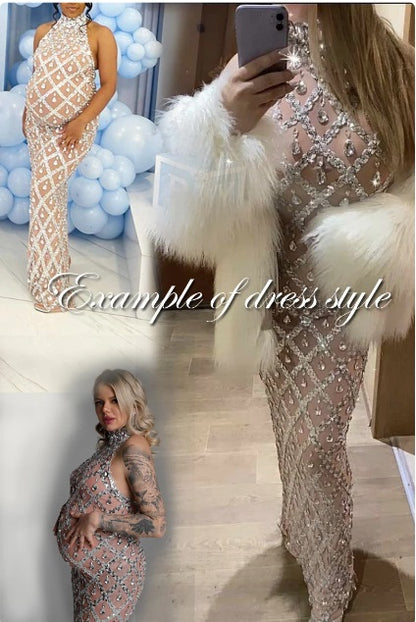 Silver Long sleeveless dress with sparkling rhinestones