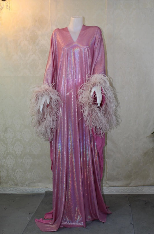 MARAYA Sparkle kaftan feather dress, Party Dress, beach cover-up, Robe and Feather option, Feather robe option