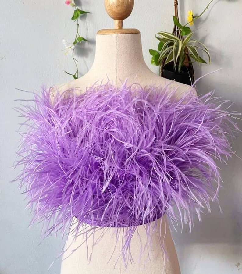 Purple Feather Crop Top