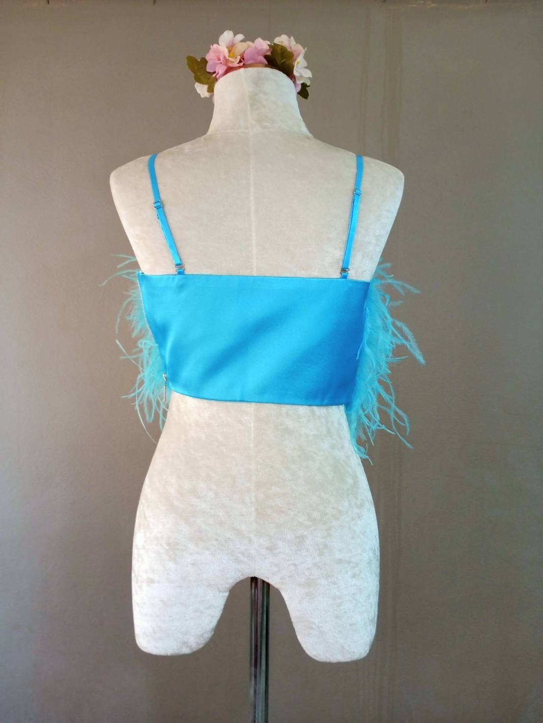 Light Blue Feather Crop Top