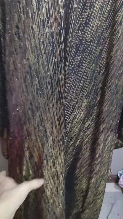 MARAYA Black Gold Metallic Kaftan Dress, Luxury Shimmer Caftan, Evening Gown, Oversized Maxi, Handmade Elegant Wear