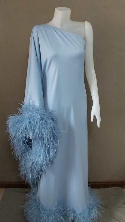 MARAYA Blue One-Shoulder Maxi Dress