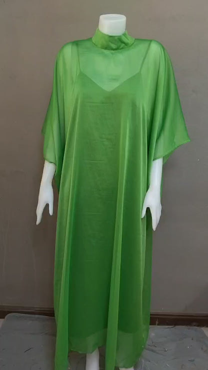 MARAYA High Neck Kaftan Shift Evening Maxi dress (With Slip Dress)