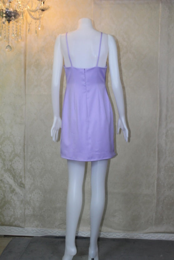 MARAYA Lavender Nightgown is made of high-quality satin fabric and provides comfortable use with metal adjustment straps, Mini Slip Dress.