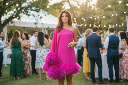 Rose Red One-Shoulder Mini Dress