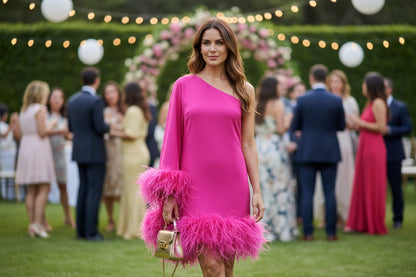 Rose Red One-Shoulder Mini Dress
