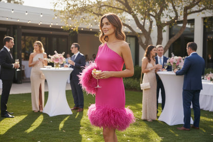 Rose Red One-Shoulder Mini Dress