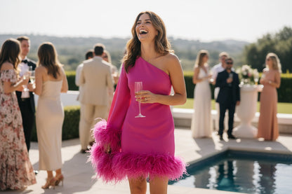 Rose Red One-Shoulder Mini Dress