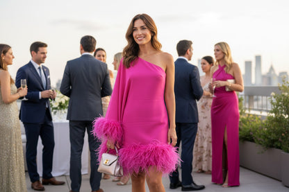 Rose Red One-Shoulder Mini Dress