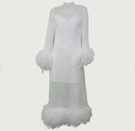 MARAYA White Long sleeve midi dress Size US12 - Plus size.