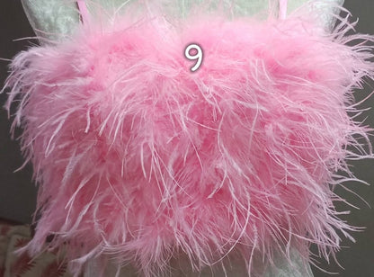 Orange Feather&Fur Mink Crop Top,Feathers are only on the front,Prom dress, Plus size clothing,cocktail dress,party dress,costume party