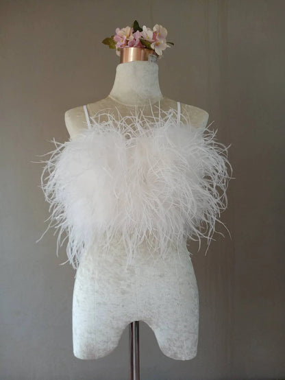 White Fur&Mink Crop Top, Prom dress, Plus size clothing,Coctail party, cocktail dress,party dress,costume party, hen night party. size 0-14 US