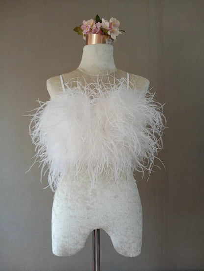 White Fur&Mink Crop Top, Prom dress, Plus size clothing,Coctail party, cocktail dress,party dress,costume party, hen night party. size 16-18US