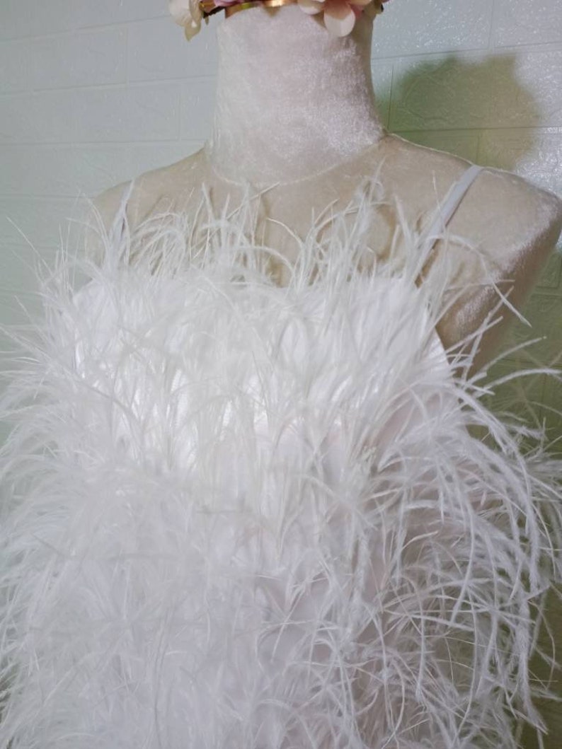 MARAYA White Ostrich Feather Dress, Feather Prom Dress,Feather Cocktail Dress feather wedding dress, bridesmaid dress,Hen night (WOFD11243)