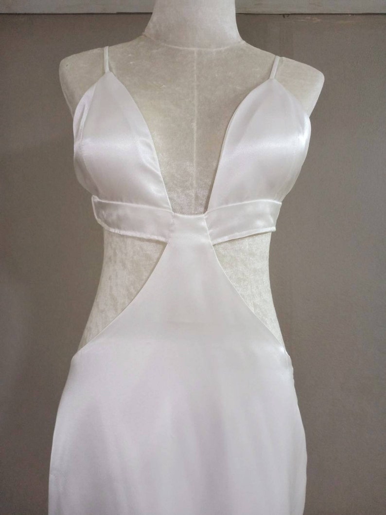 MARAYA White Spaghetti Strap dress decorated with feathers, mermaid style. white wedding dress, long white mermaid skirt, prom dress, Bridal Size US0 - US8