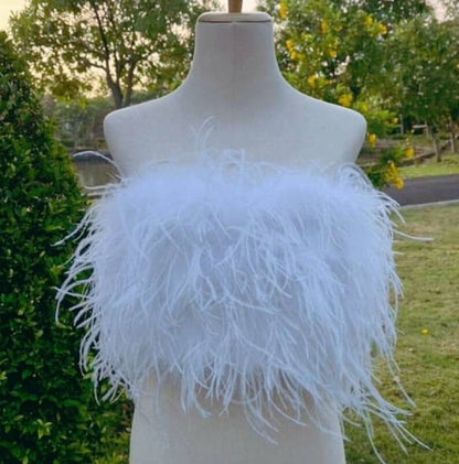 White Fur&Mink Crop Top, Prom dress, Plus size clothing,Coctail party, cocktail dress,party dress,costume party, hen night party. size 0-14 US