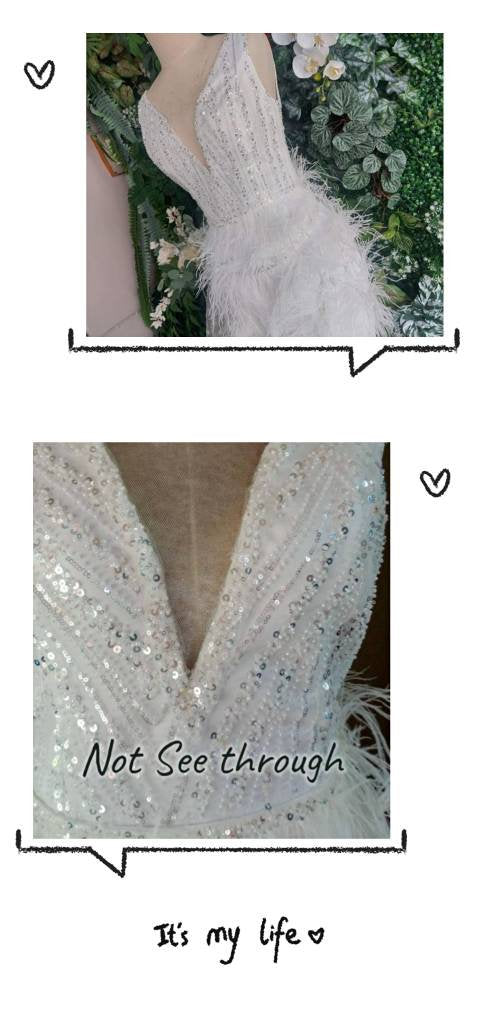 MARAYA white rhinestone feathered dress,Feather Cocktail Dress,Feather wedding dress,Feather prom dress, Feather dress,Custom dress, (FDR211)